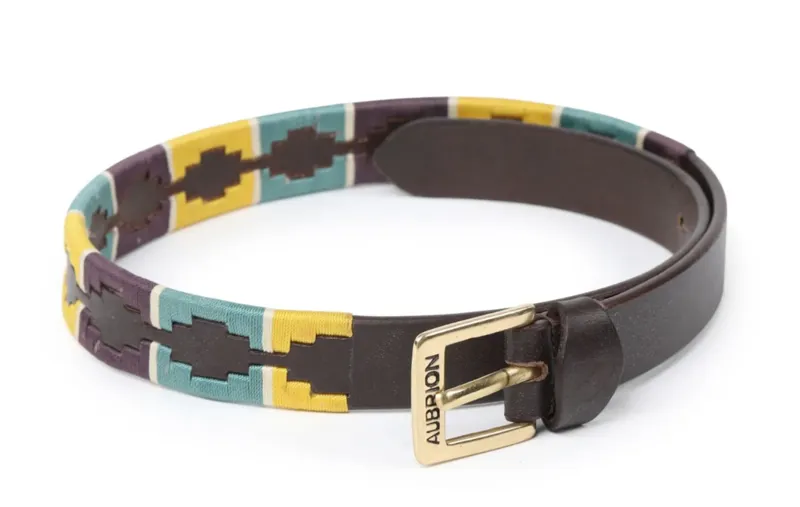 Aubrion Drover Skinny Polo Belt - Yellow / Dark green / Purple